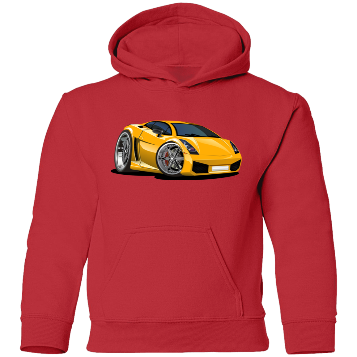 Yellow Sports Car Kids Hoodie