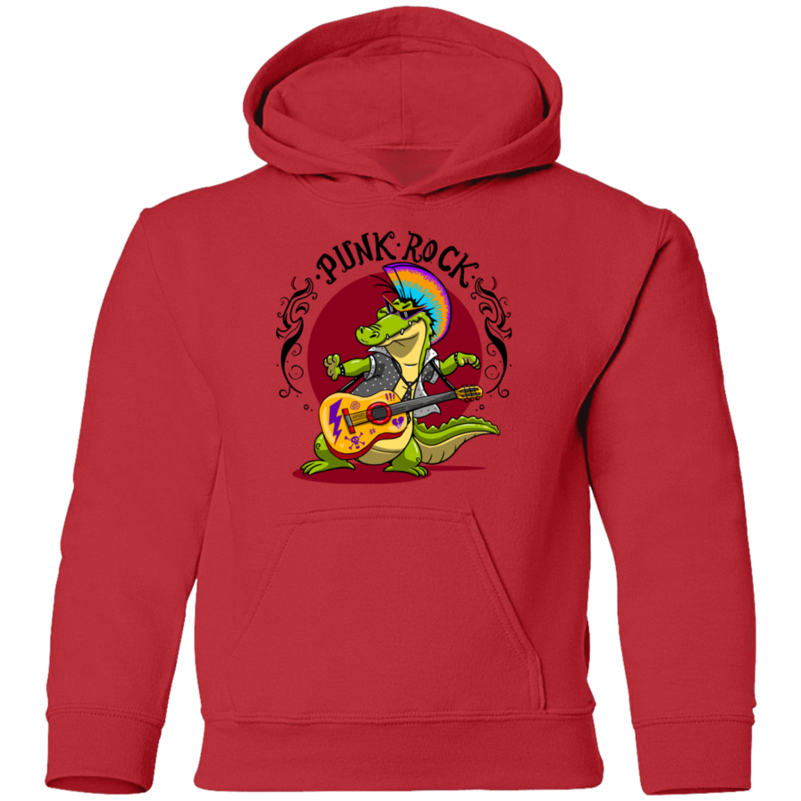 Punk Rock Star Alligator Kids Hoodie