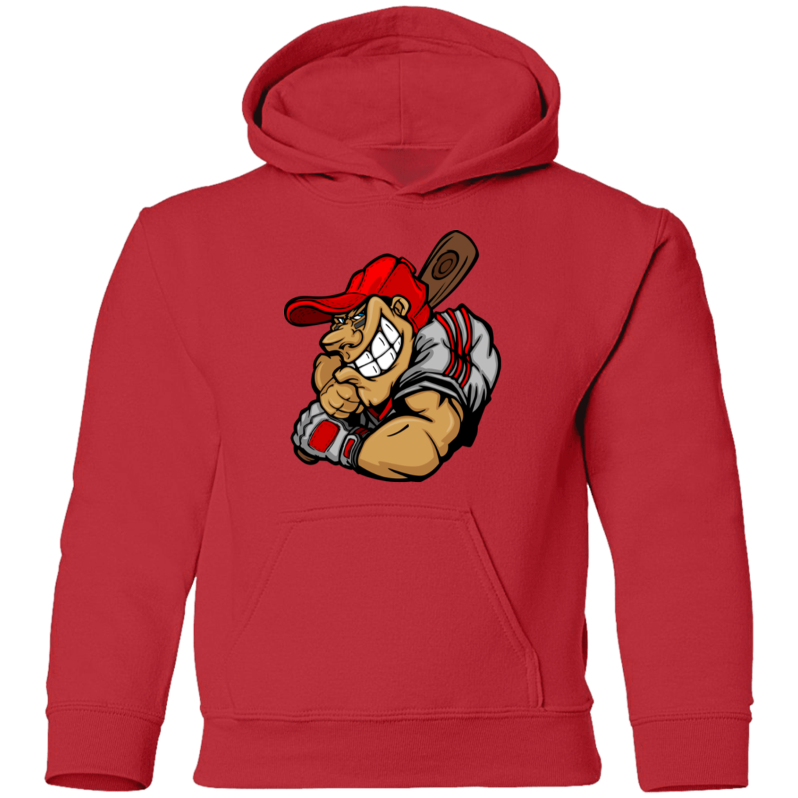 Baseball Player Cartoon Kids Hoodie