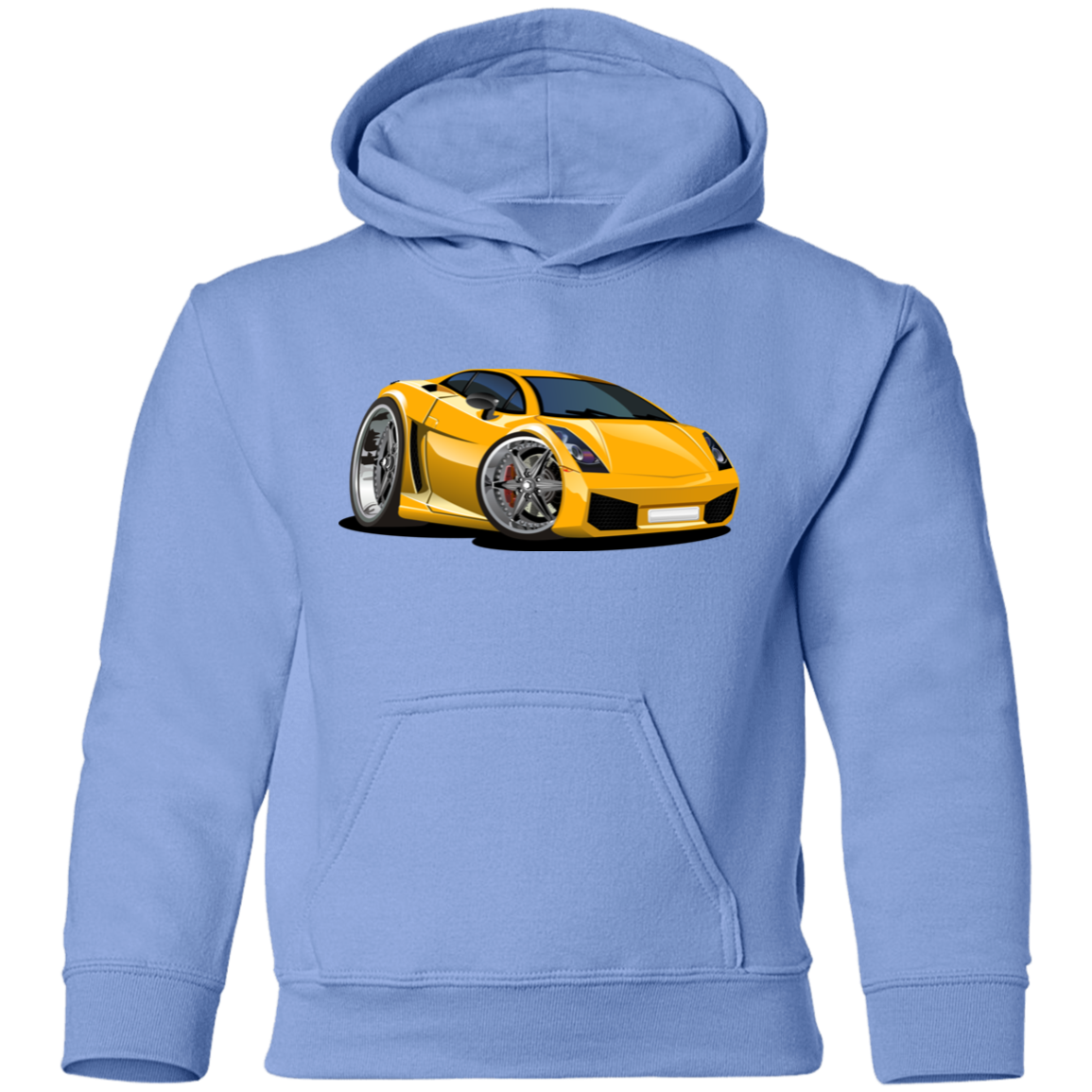 Yellow Sports Car Kids Hoodie