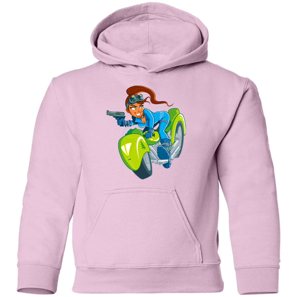 Motorcycle Girl Kids Hoodie
