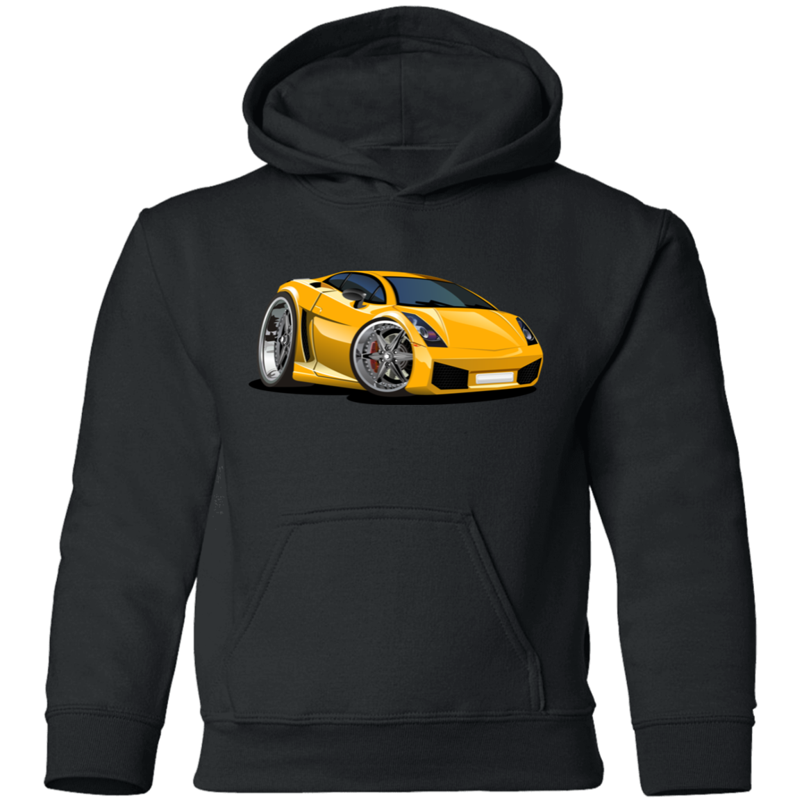 Yellow Sports Car Kids Hoodie