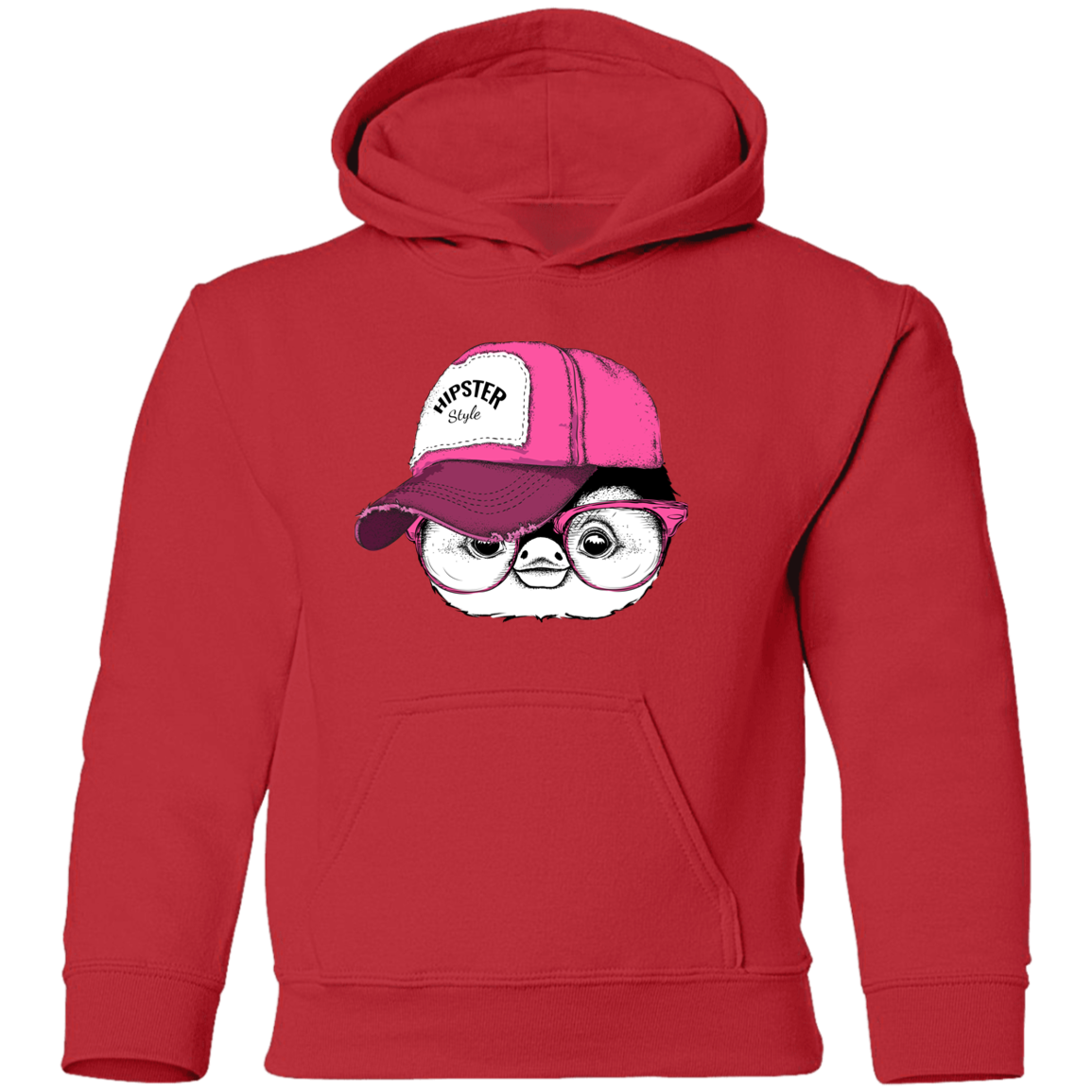 Hipster penguin Head Kids Hoodie