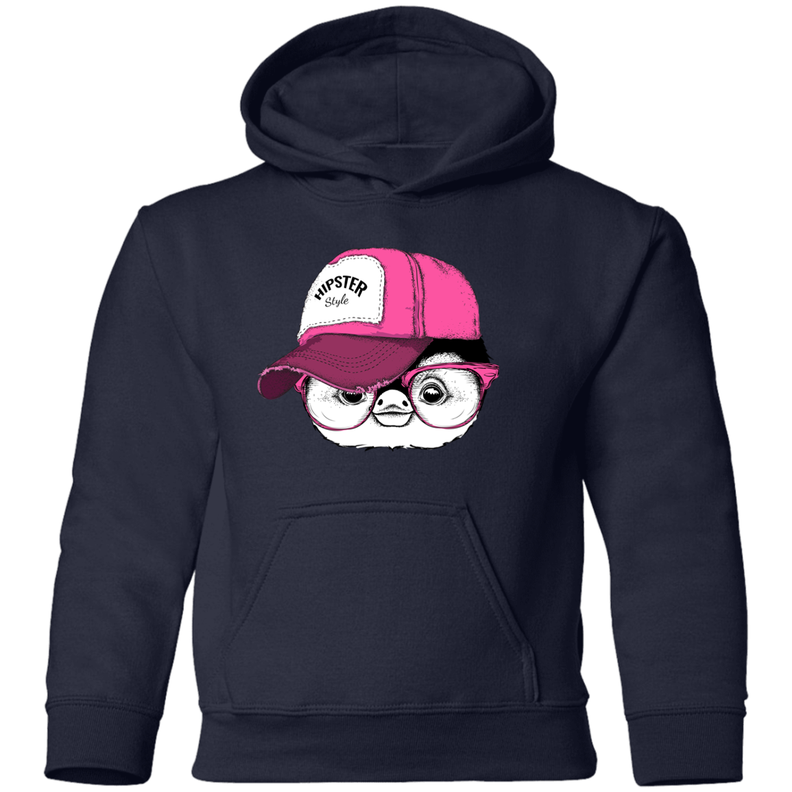Hipster penguin Head Kids Hoodie