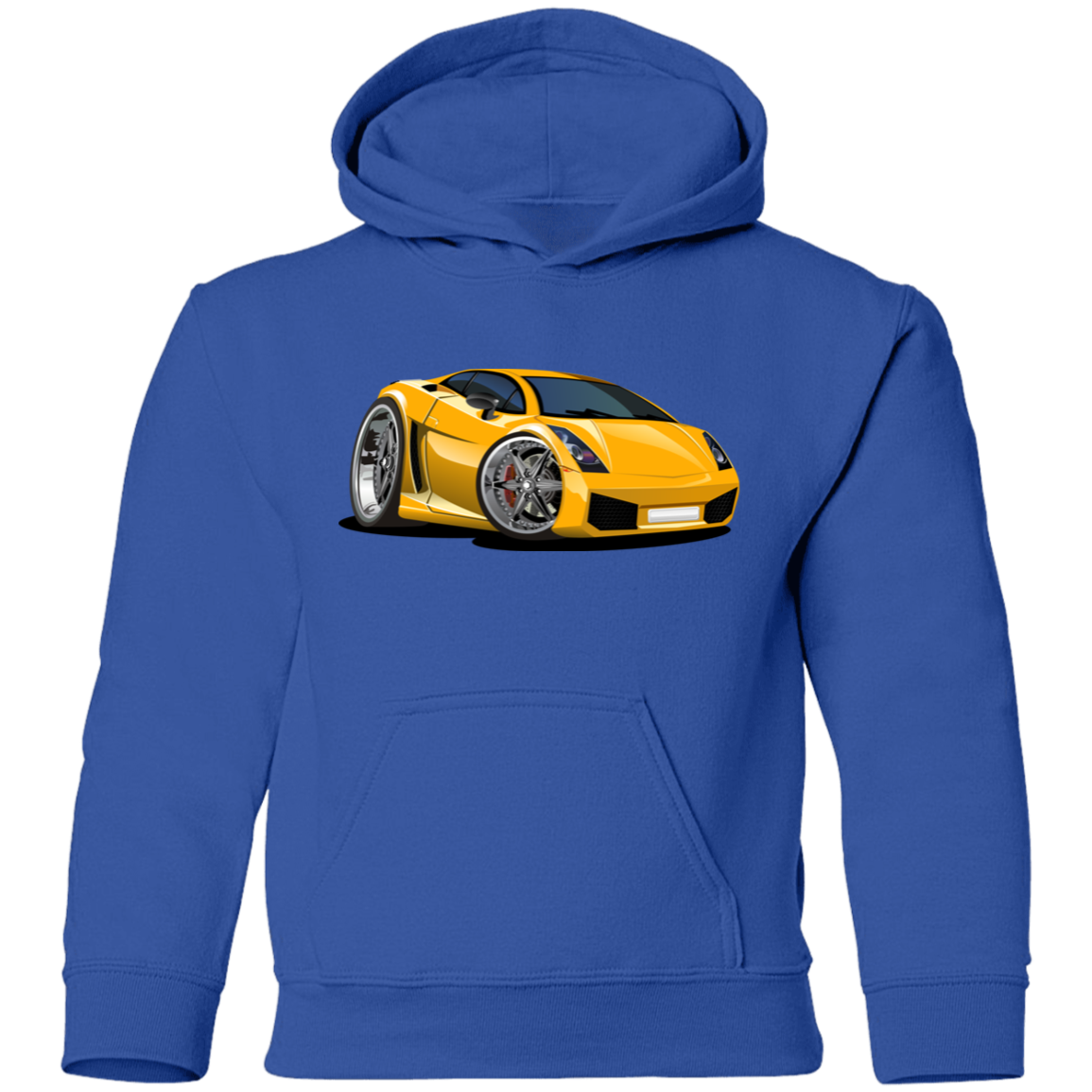 Yellow Sports Car Kids Hoodie