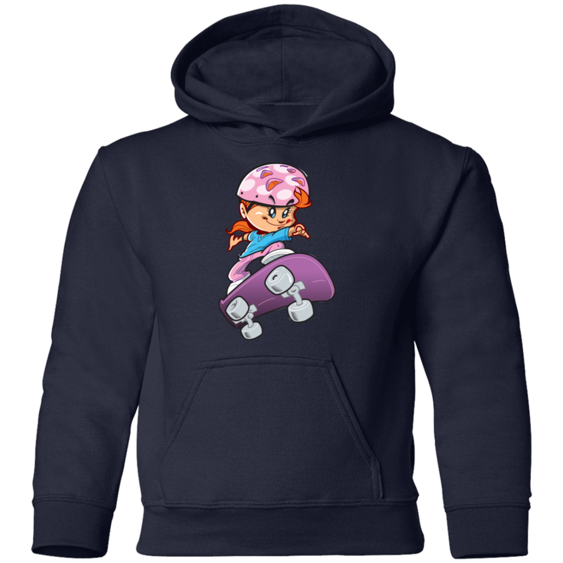 Skater Girl Cartoon Kids Hoodie