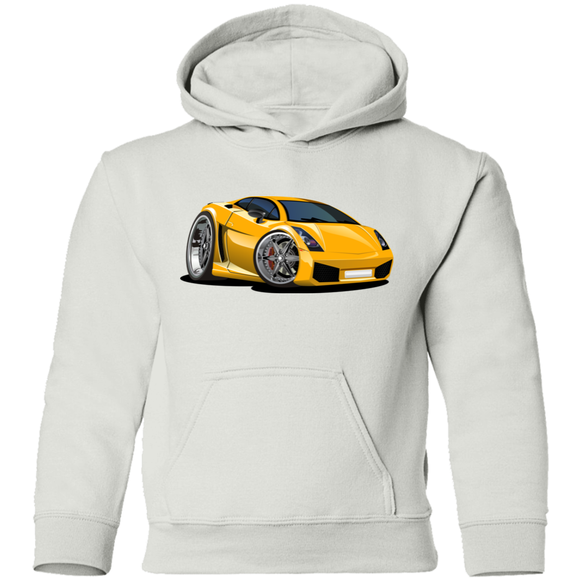 Yellow Sports Car Kids Hoodie