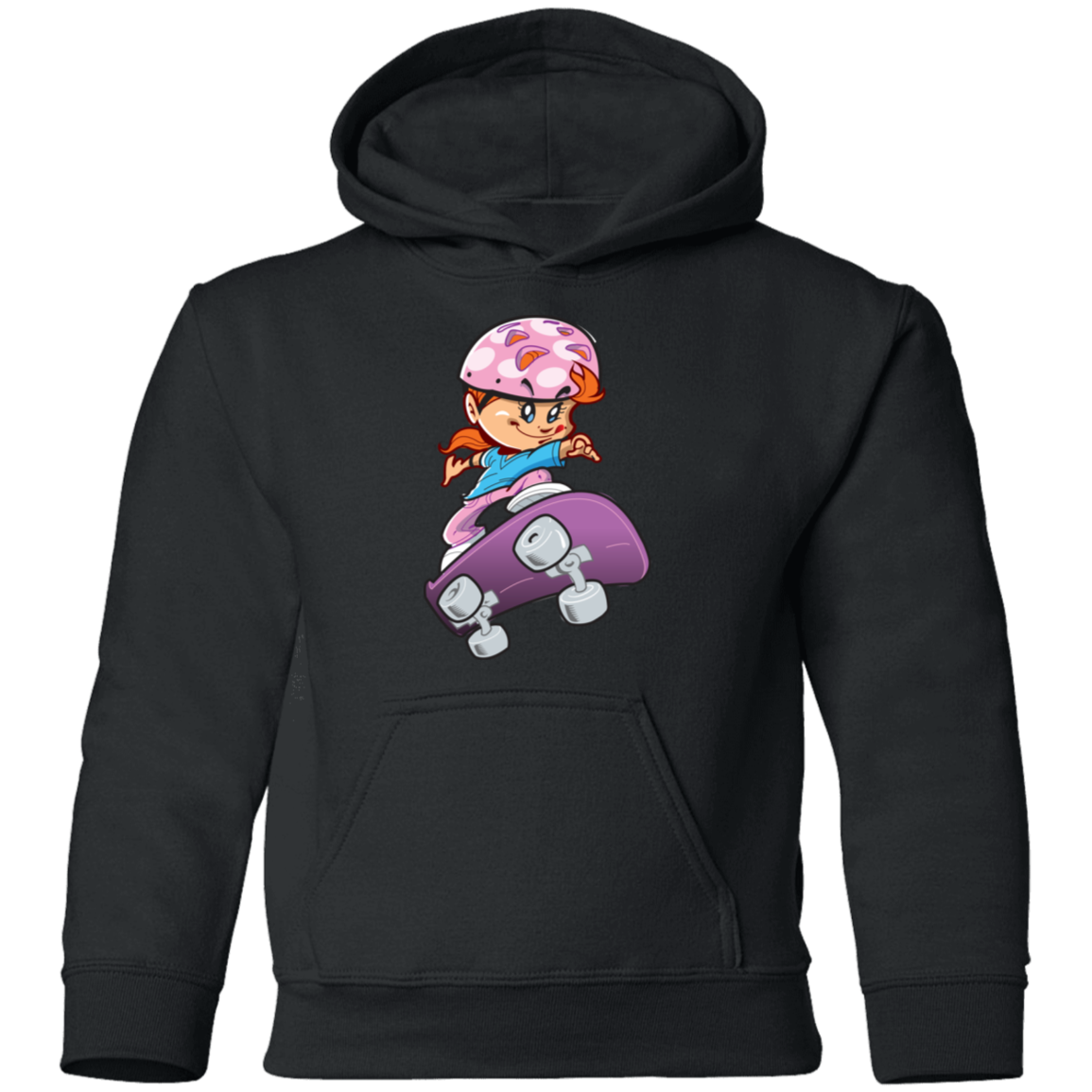 Skater Girl Cartoon Kids Hoodie