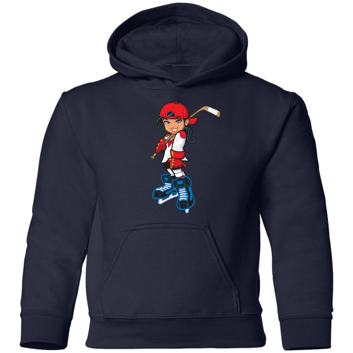 Hockey Girl Cartoon Kids Hoodie