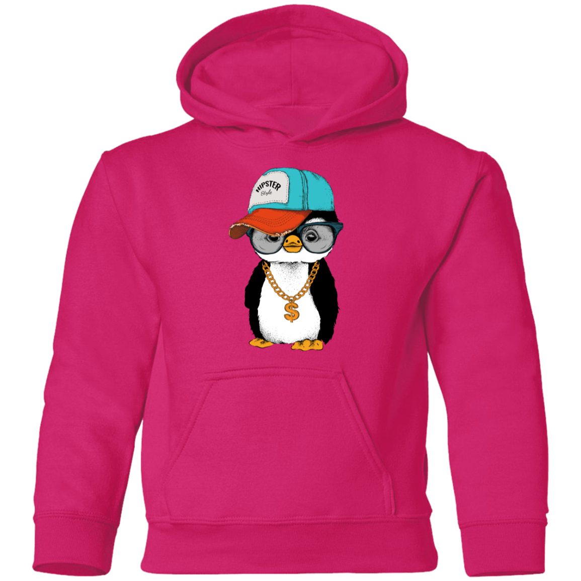 Cool Hipster Penguin Kids Hoodie