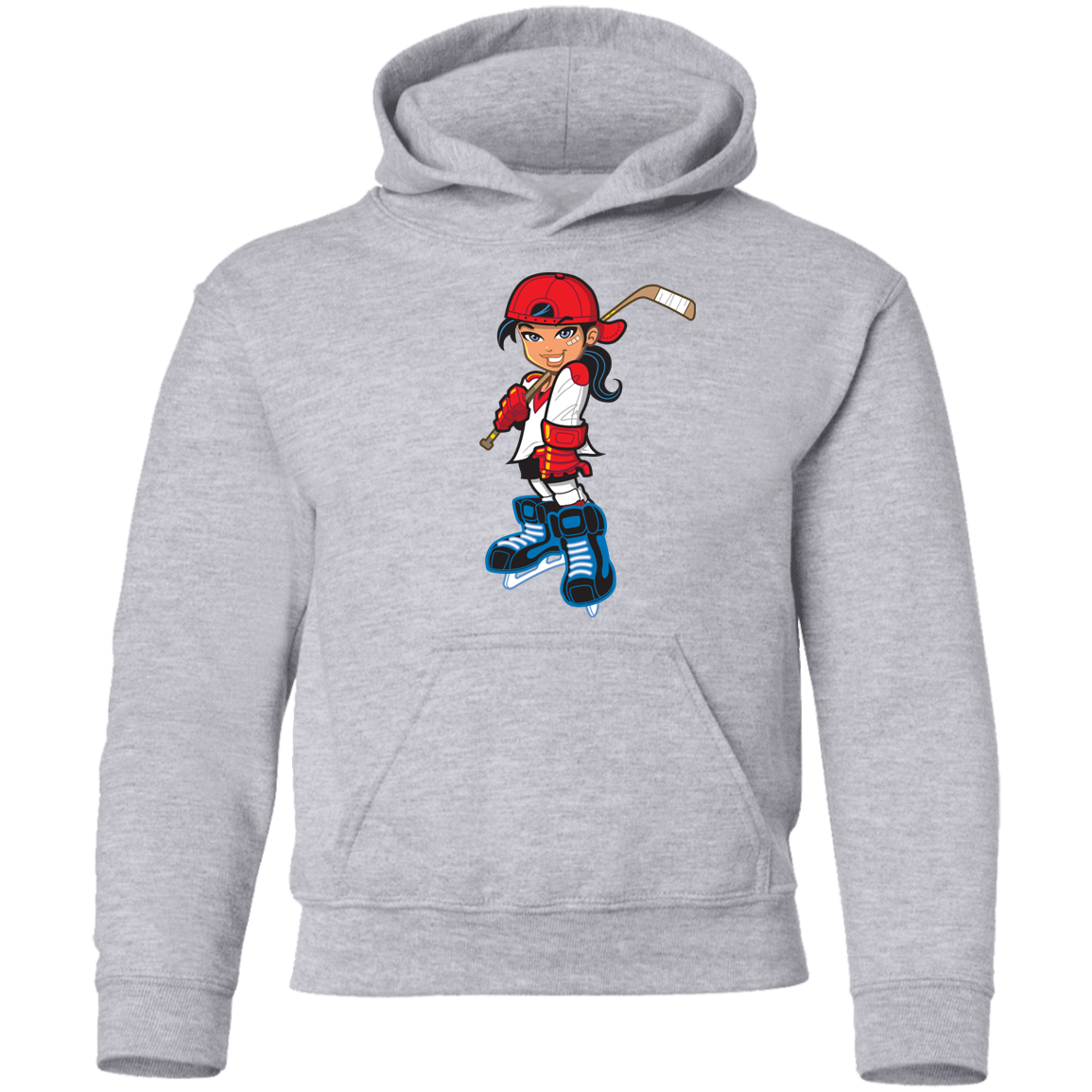 Hockey Girl Cartoon Kids Hoodie