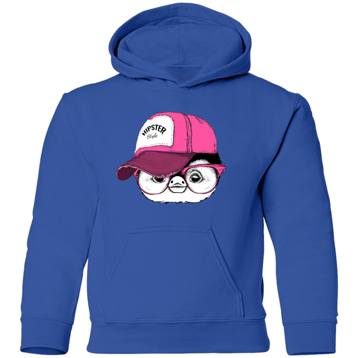 Hipster penguin Head Kids Hoodie