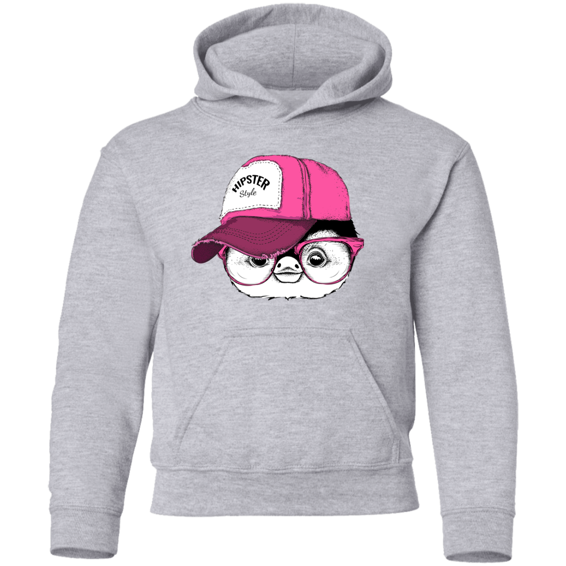 Hipster penguin Head Kids Hoodie