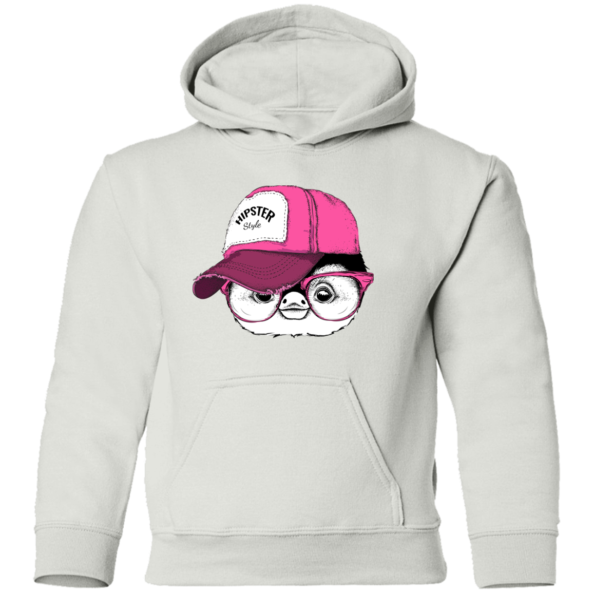 Hipster penguin Head Kids Hoodie