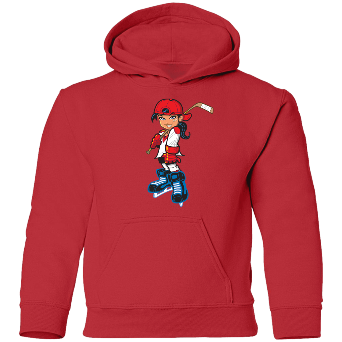 Hockey Girl Cartoon Kids Hoodie