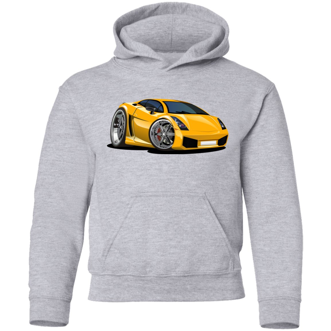 Yellow Sports Car Kids Hoodie