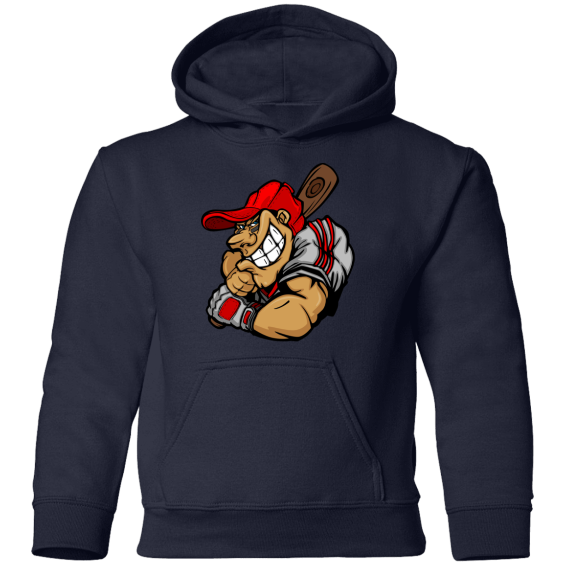 Baseball Player Cartoon Kids Hoodie