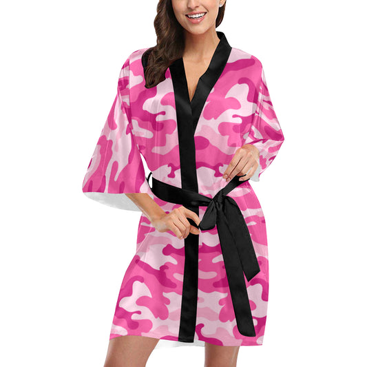 Pink Camouflage Kimono Robe