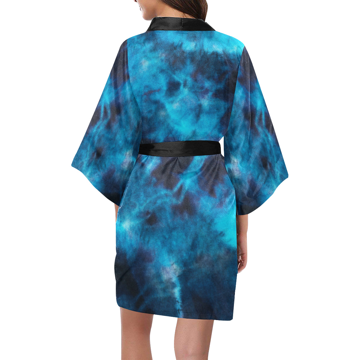 Blue Tie Dye Grunge Kimono Robe