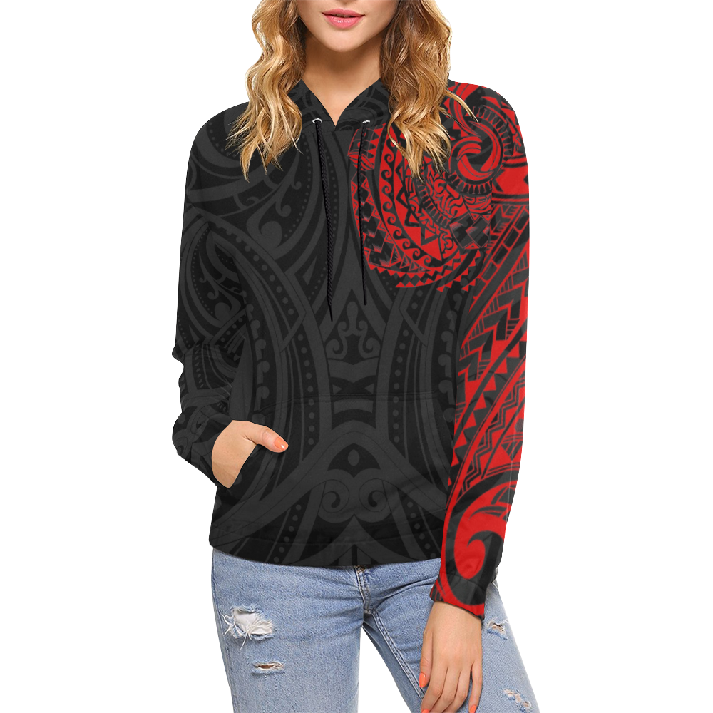 Red Chest Maori Tribal Polynesian Hoodie