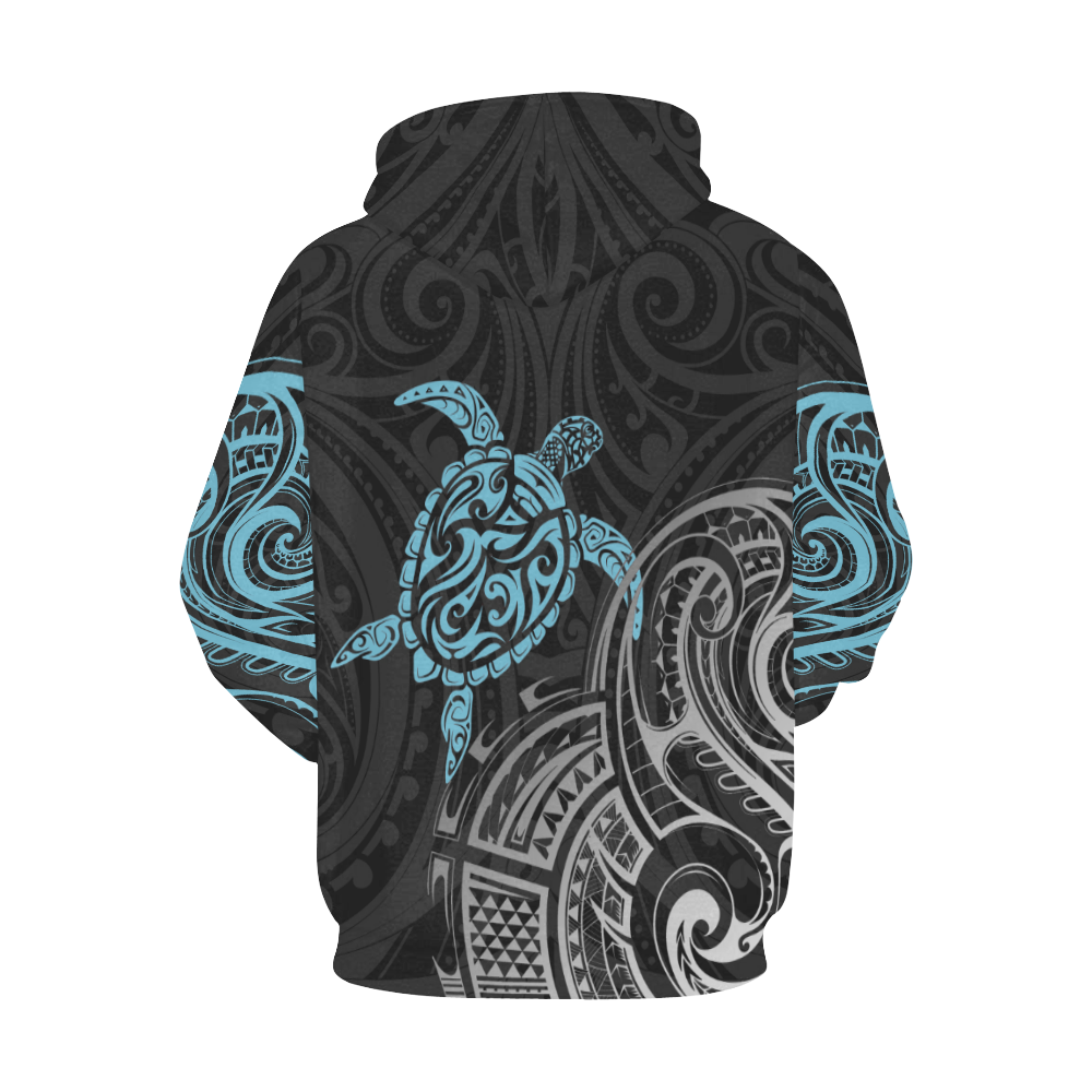 Blue Turtle Maori Tribal Polynesian Hoodie