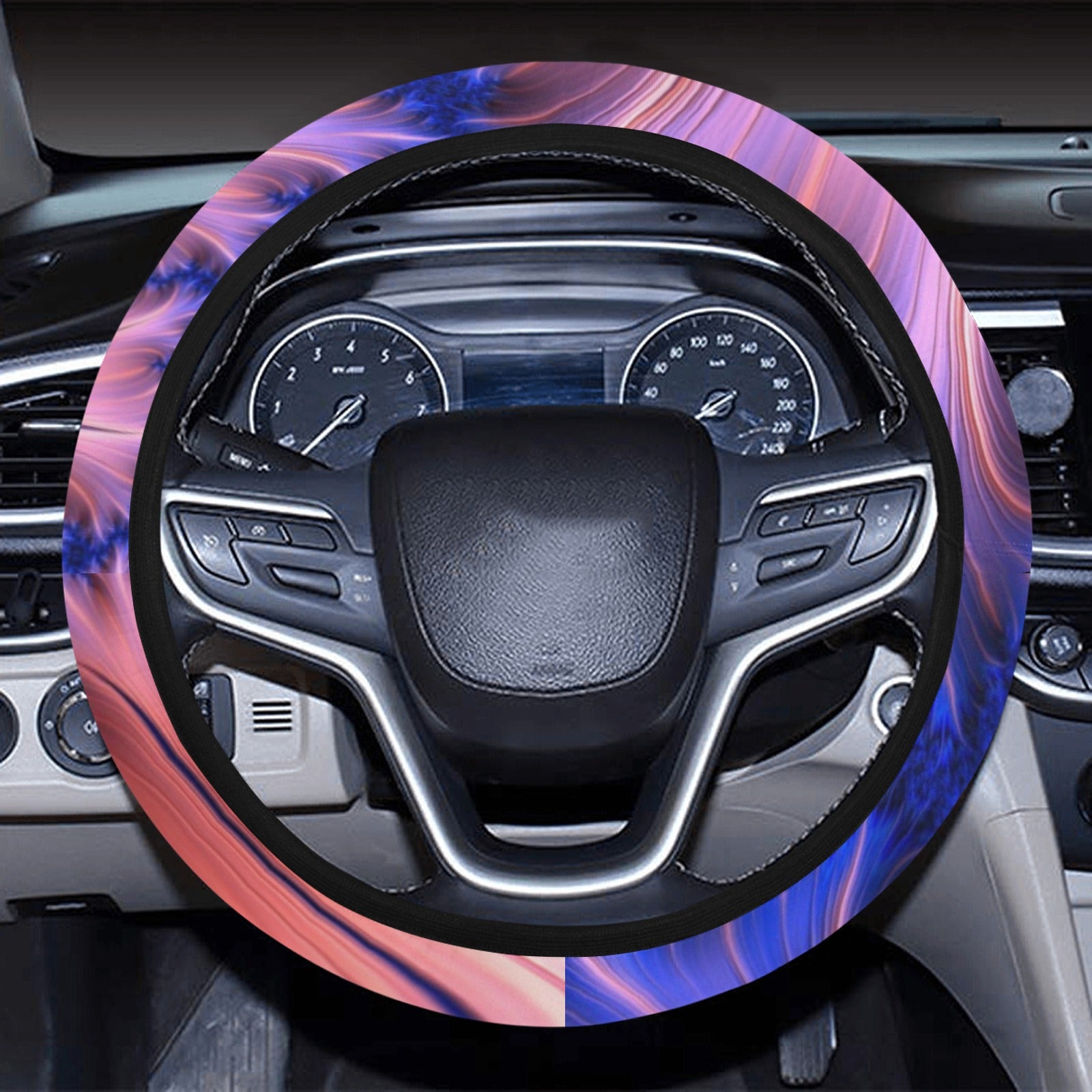 Blue Peach Abstract Steering Wheel Cover
