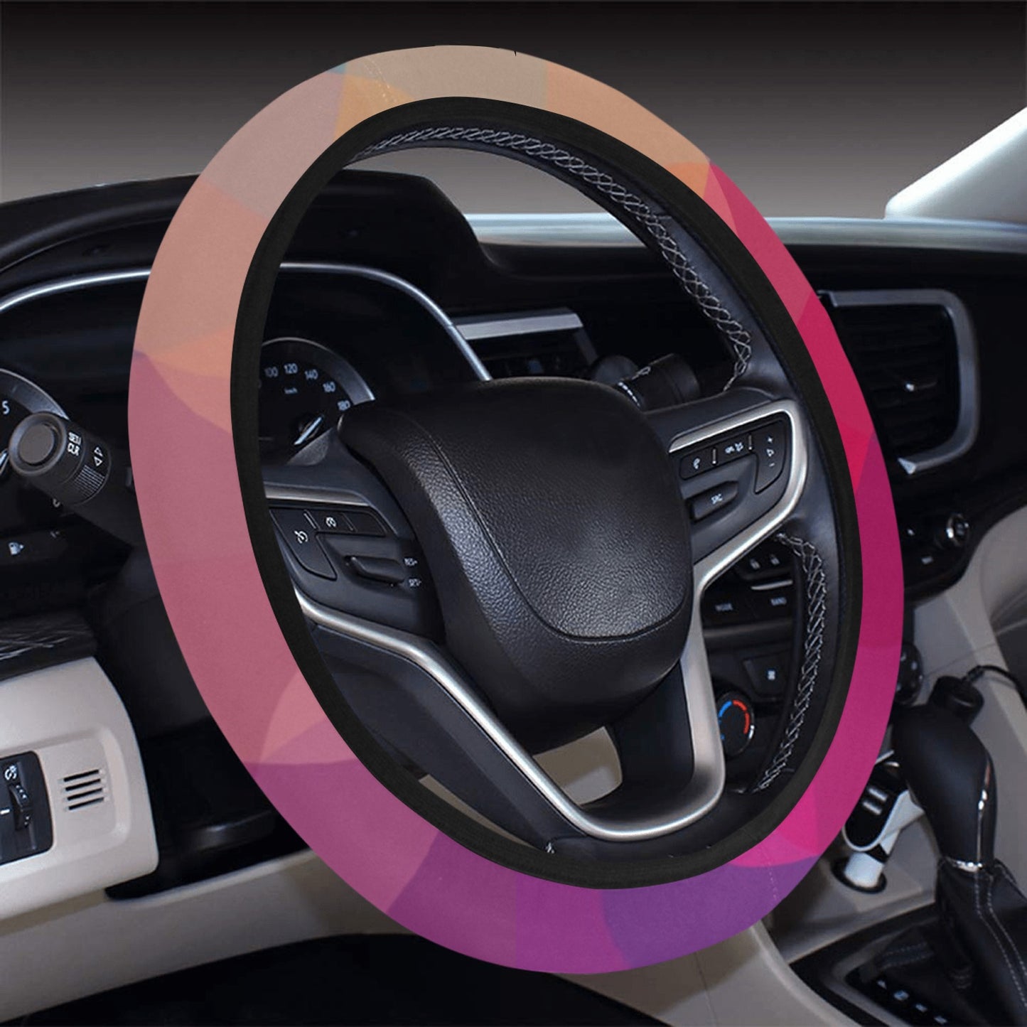 Colorful Abstract Triangles Steering Wheel Cover