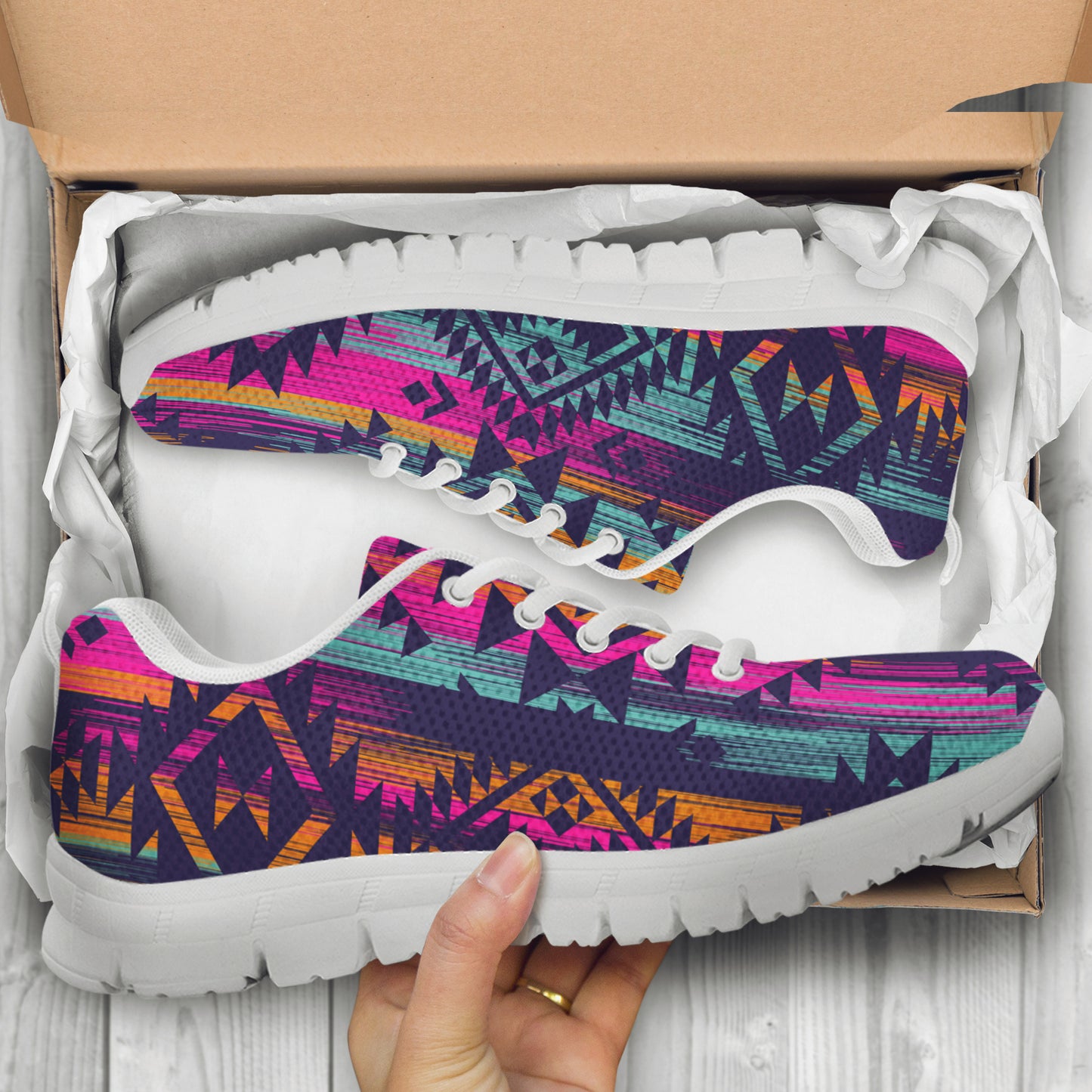 Colorful Boho Aztec Streaks Sneakers