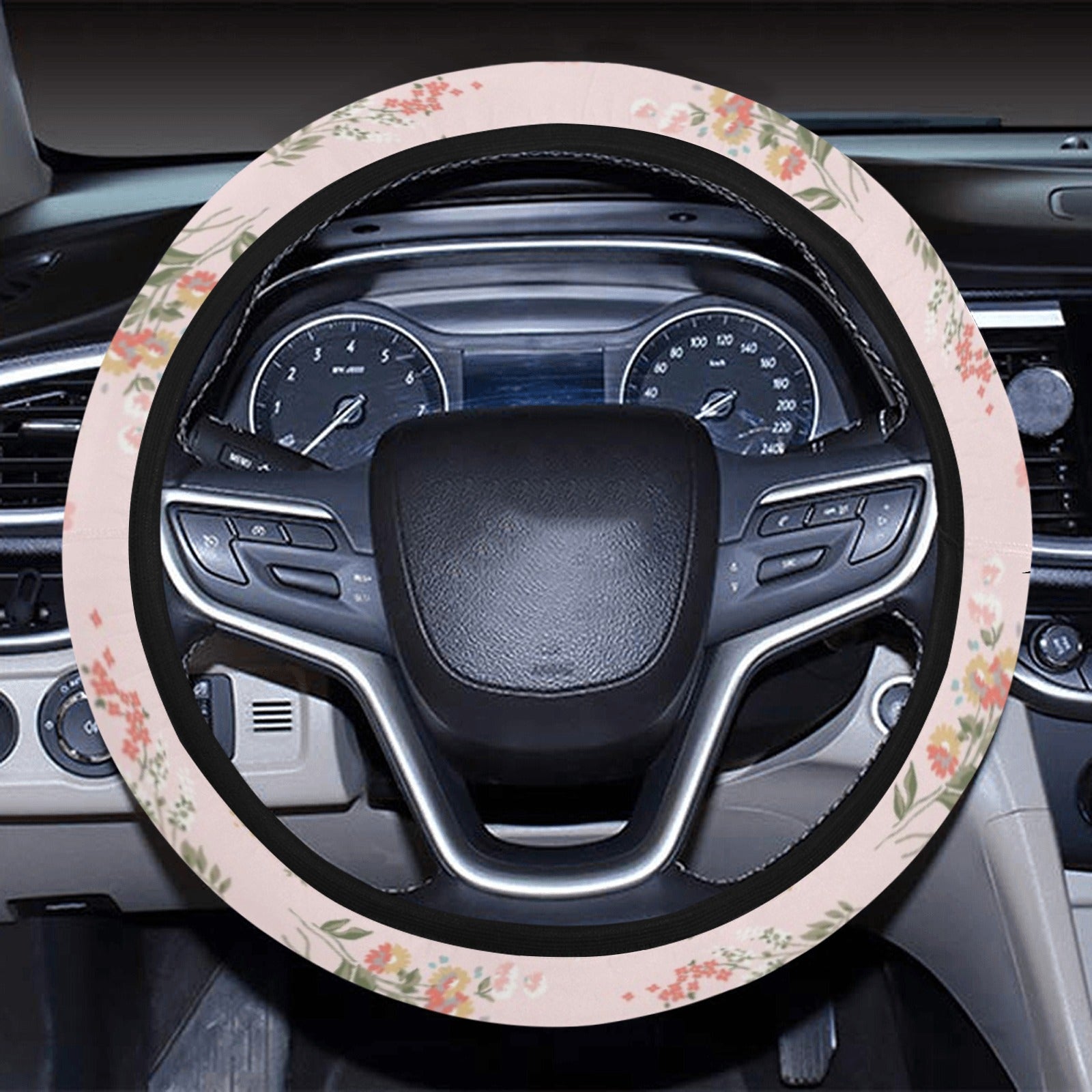 Pink Floral Steering Wheel Cover