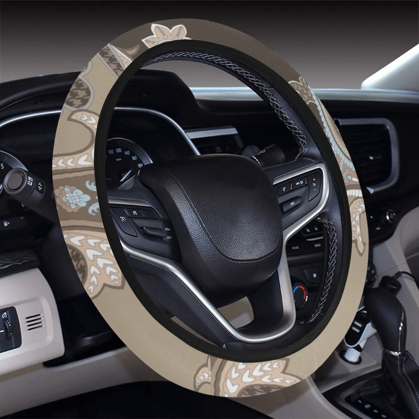 Brown Decor Steering Wheel Cover