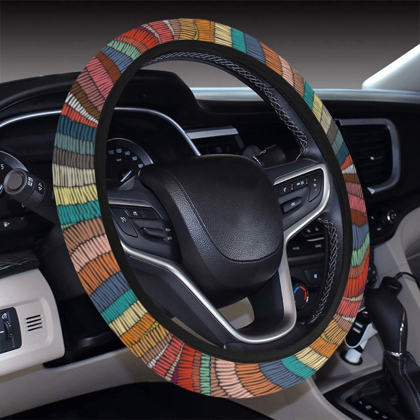 Colorful Abstract Waves Steering Wheel Cover