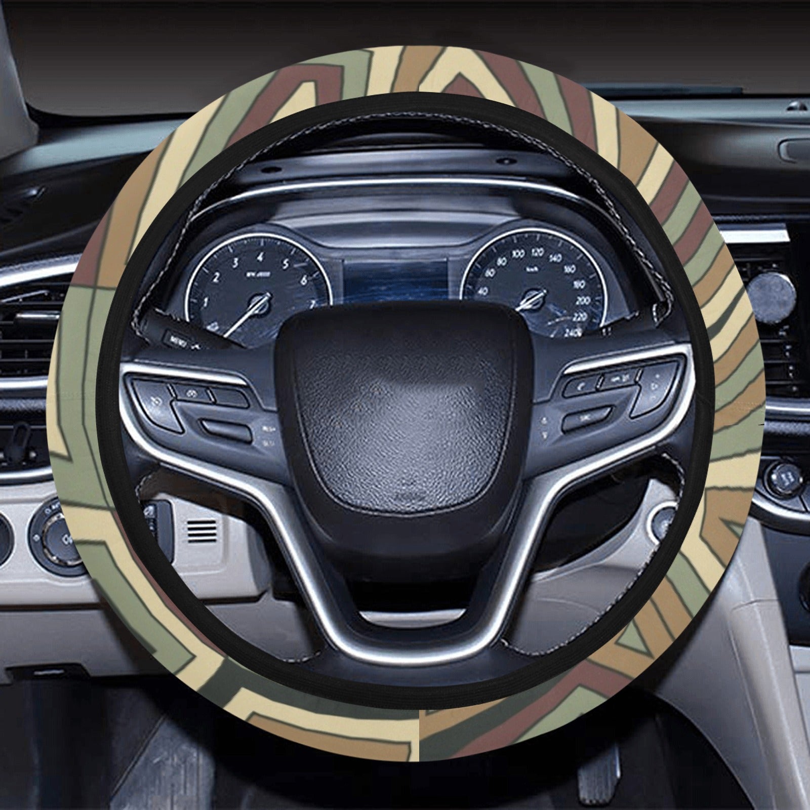 Beige Abstract Steering Wheel Cover