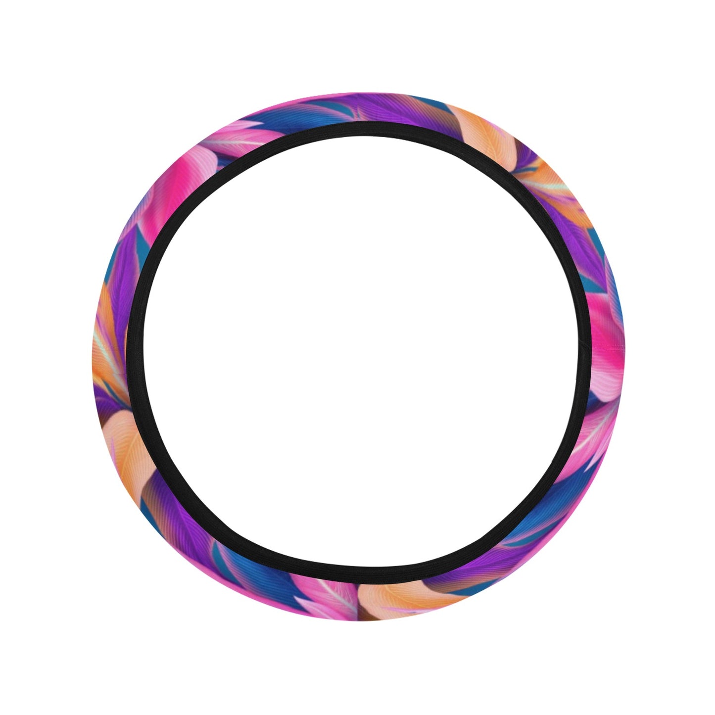 Blue Pink Floral Steering Wheel Cover