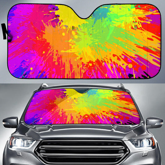 Colorful Paint Splatter Abstract Art Car Sun Shades