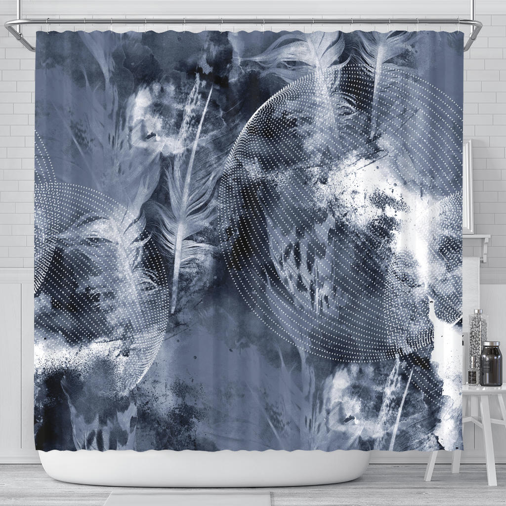 Grey Feathers Shower Curtain