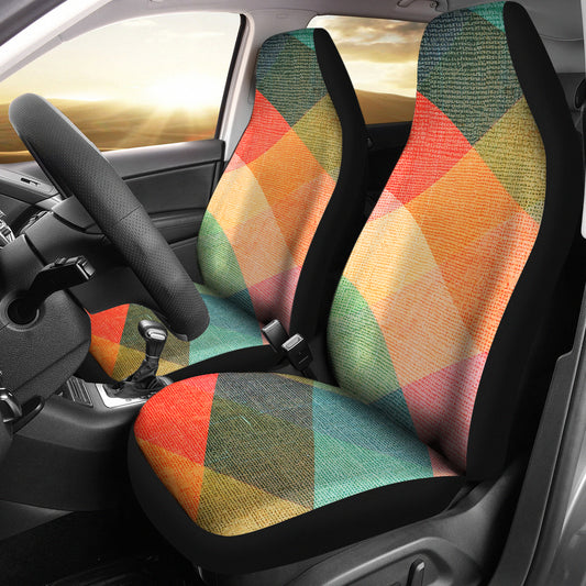 Pastel Diamond Plaid Car Seat Covers