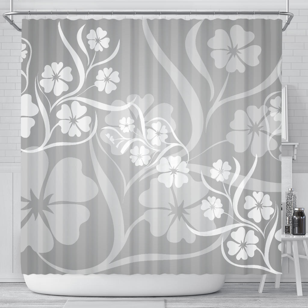 Grey Floral Shower Curtain