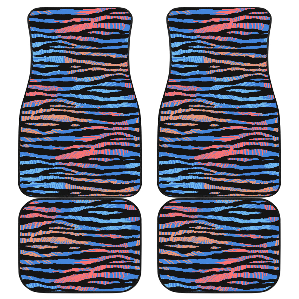 Blue Orange Abstract Stripes Car Floor Mats