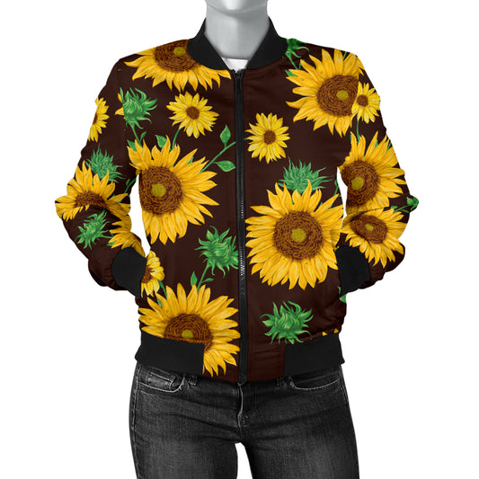 Womens Sunflowers Bomber Jacket