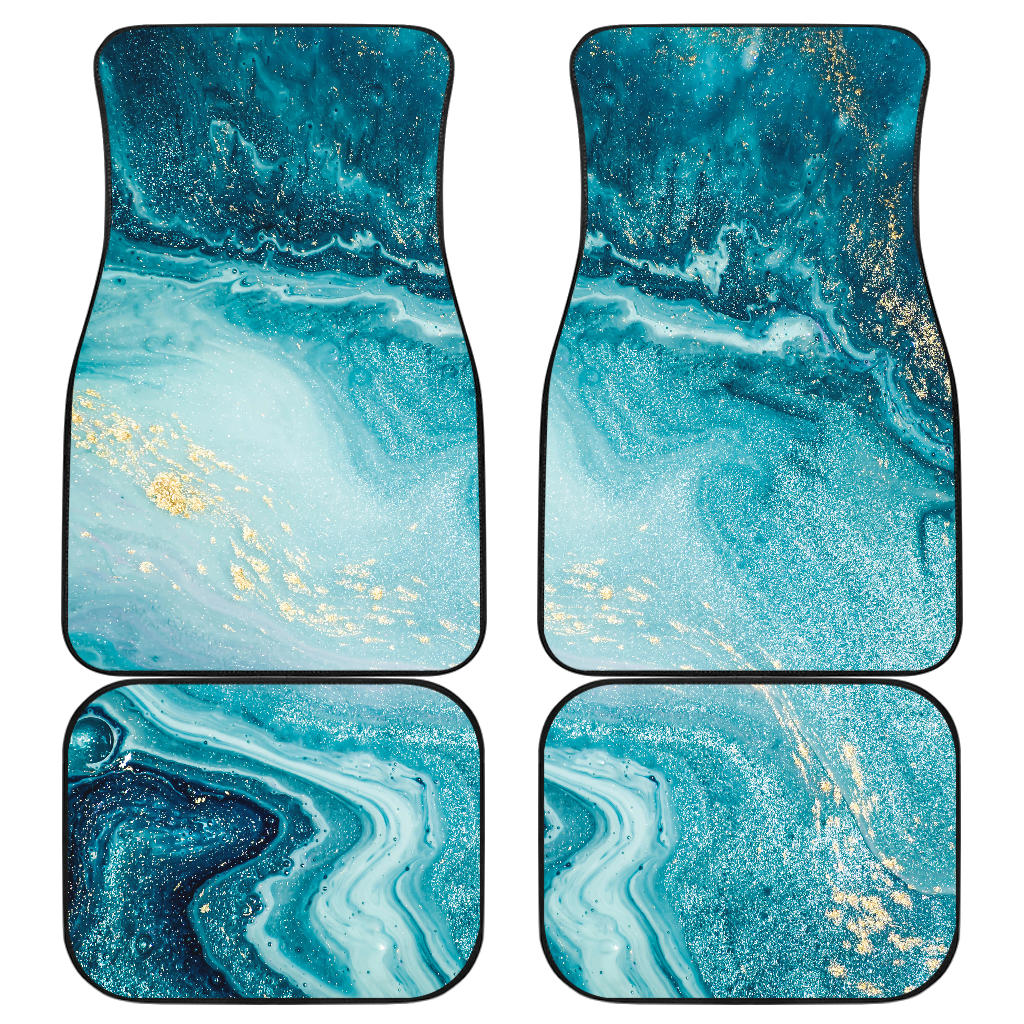 Teal Green Liquid Marble Print Car Floor Mats