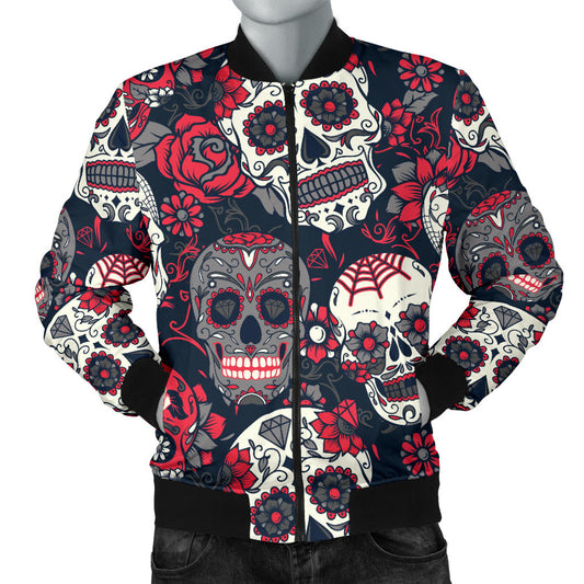 Mens Sugar Skulls & Roses Bomer Jacket