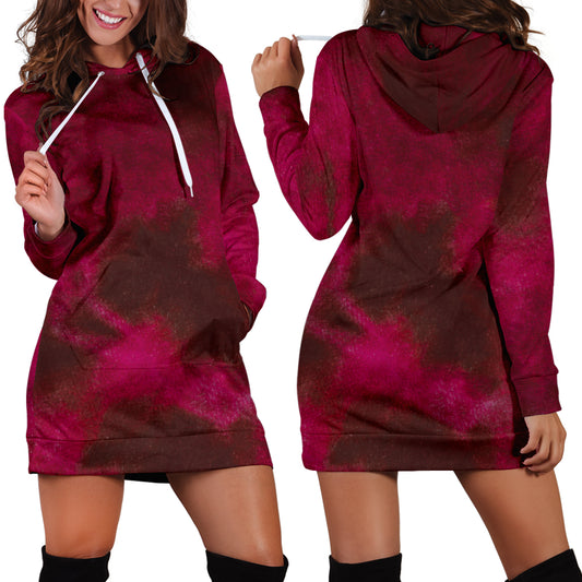 Red Tie Dye Grunge Womens Hoodie Dress