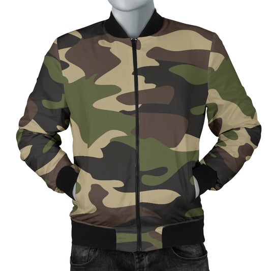 Mens Army Green Camouflage Bomber Jacket