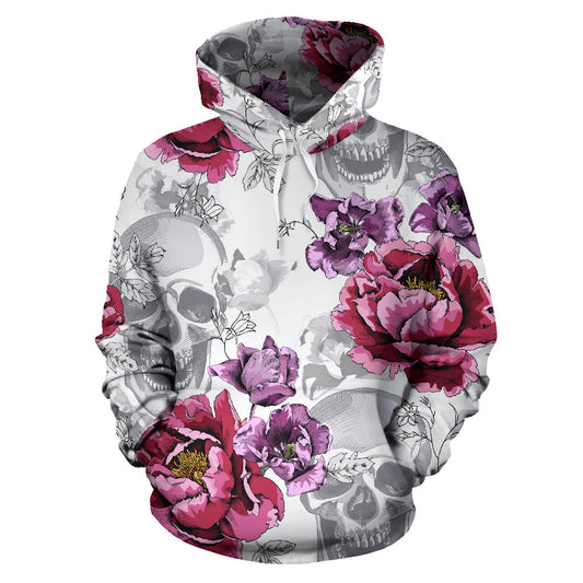 White Skulls & Roses Hoodie