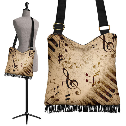 Vintage Piano & Musical Notes Crossbody Bag