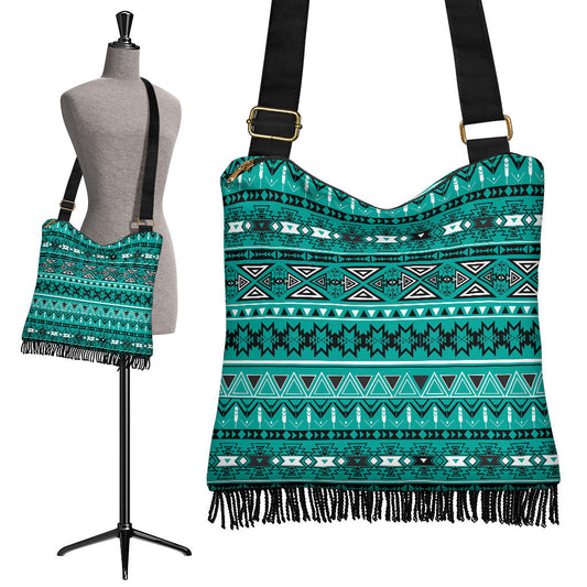 Teal Green Boho Aztec Crossbody Bag