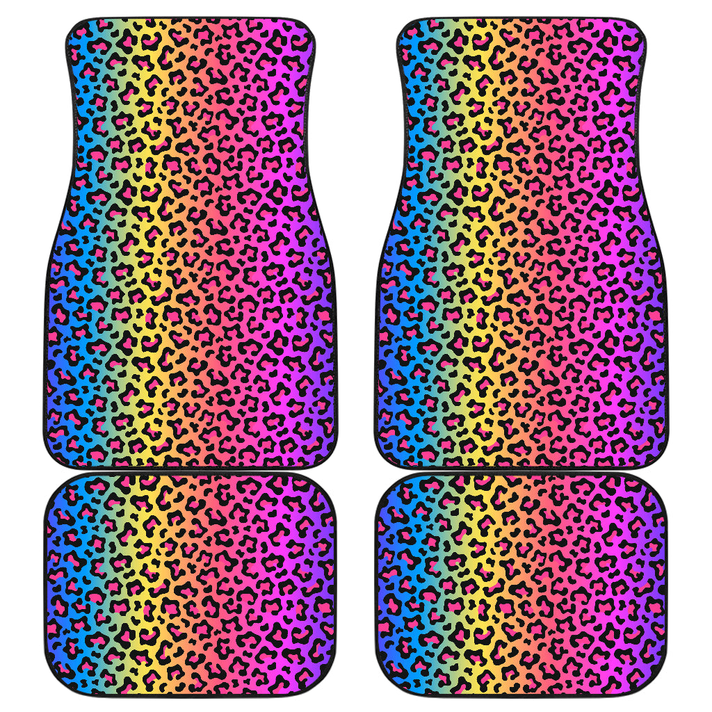 Colorful Leopard-Print Stripes Car Floor Mats