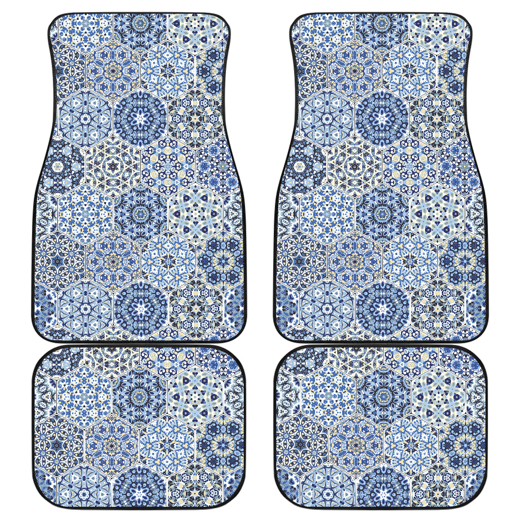 Blue Mandalas Honeycomb Car Floor Mats
