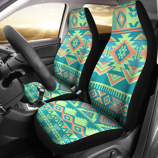 Light Green Aztec Car Seat Covers