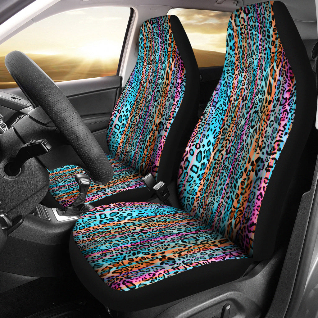 Colorful Leopard Print Car Seat Covers